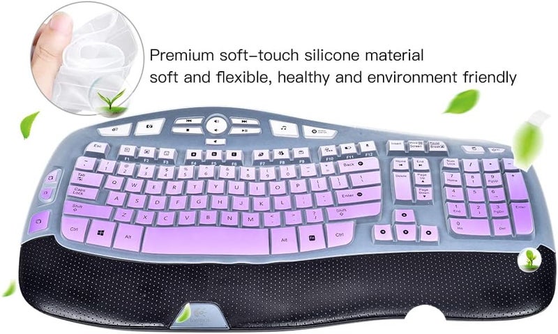 imComor Keyboard Cover for Logitech K350 MK550 MK570 Keyboard Cover Skin for Logitech K350 MK550 MK570 Wireless Wave Keyboards Covers Skin Protector Accessories, Ombre Purple - Image 4